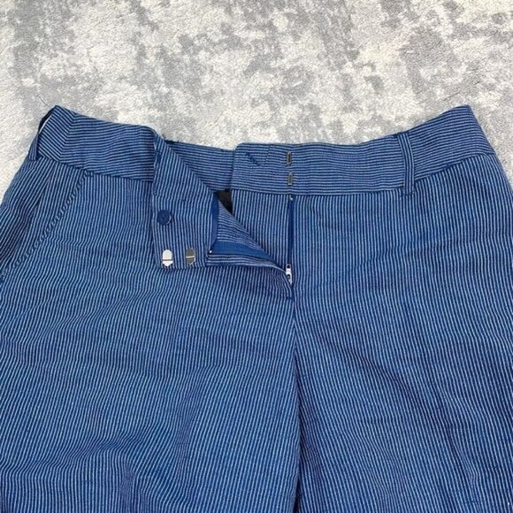 NWT Lane Bryant The Lena Wide Leg Trouser Pant Blue Pinstripe Linen Blend Sz 14 - Picture 10 of 12